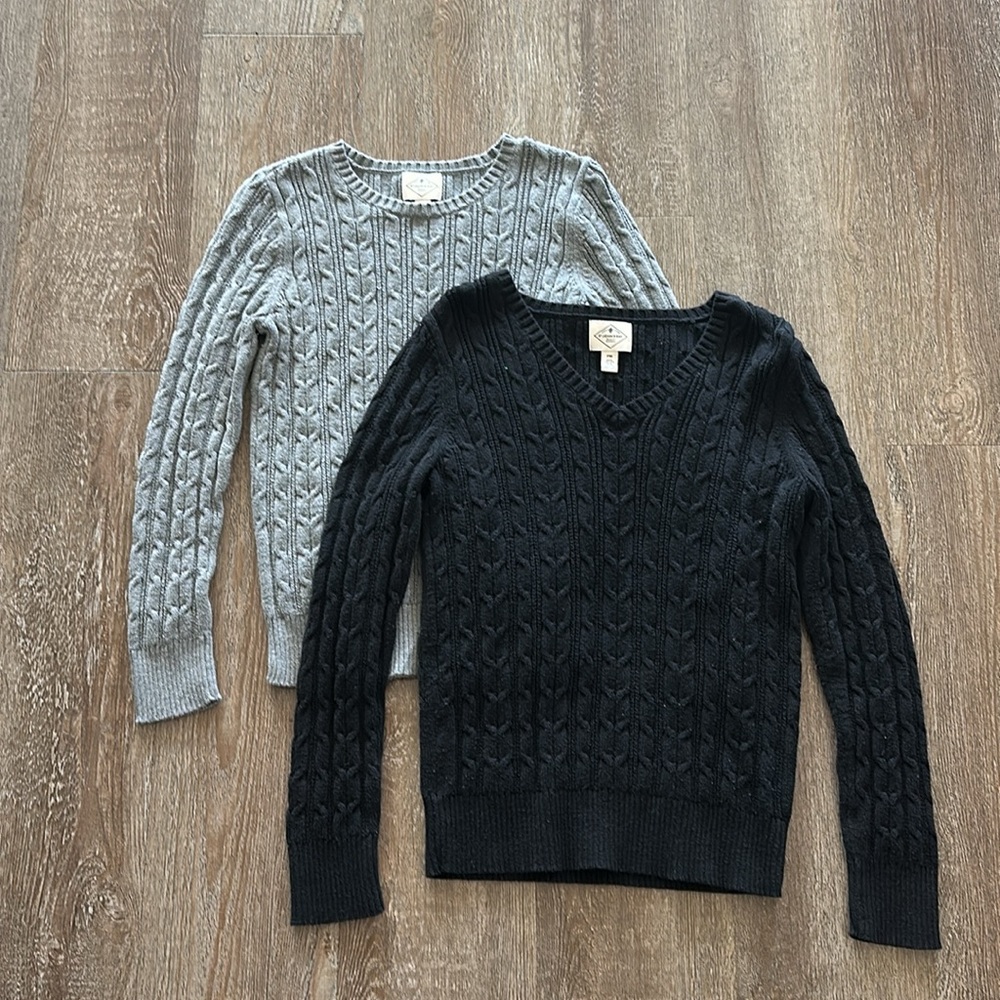 BUNDLE: Gray & Black Cable Knit Women's Sweaters